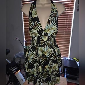 Tropical Backless Halter Dress